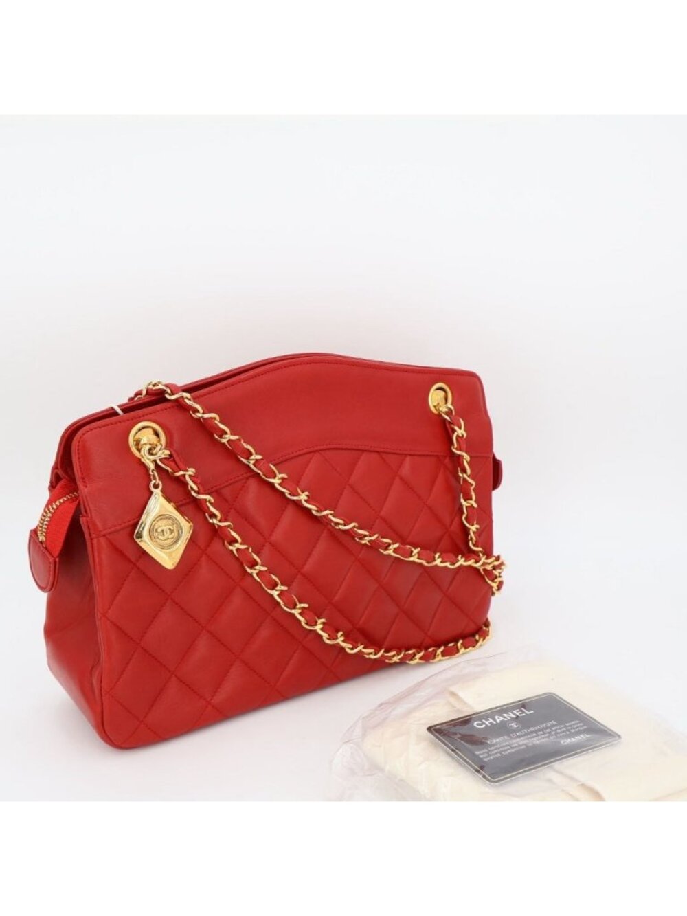 Chanel Lambskin Quilted Chain Tote